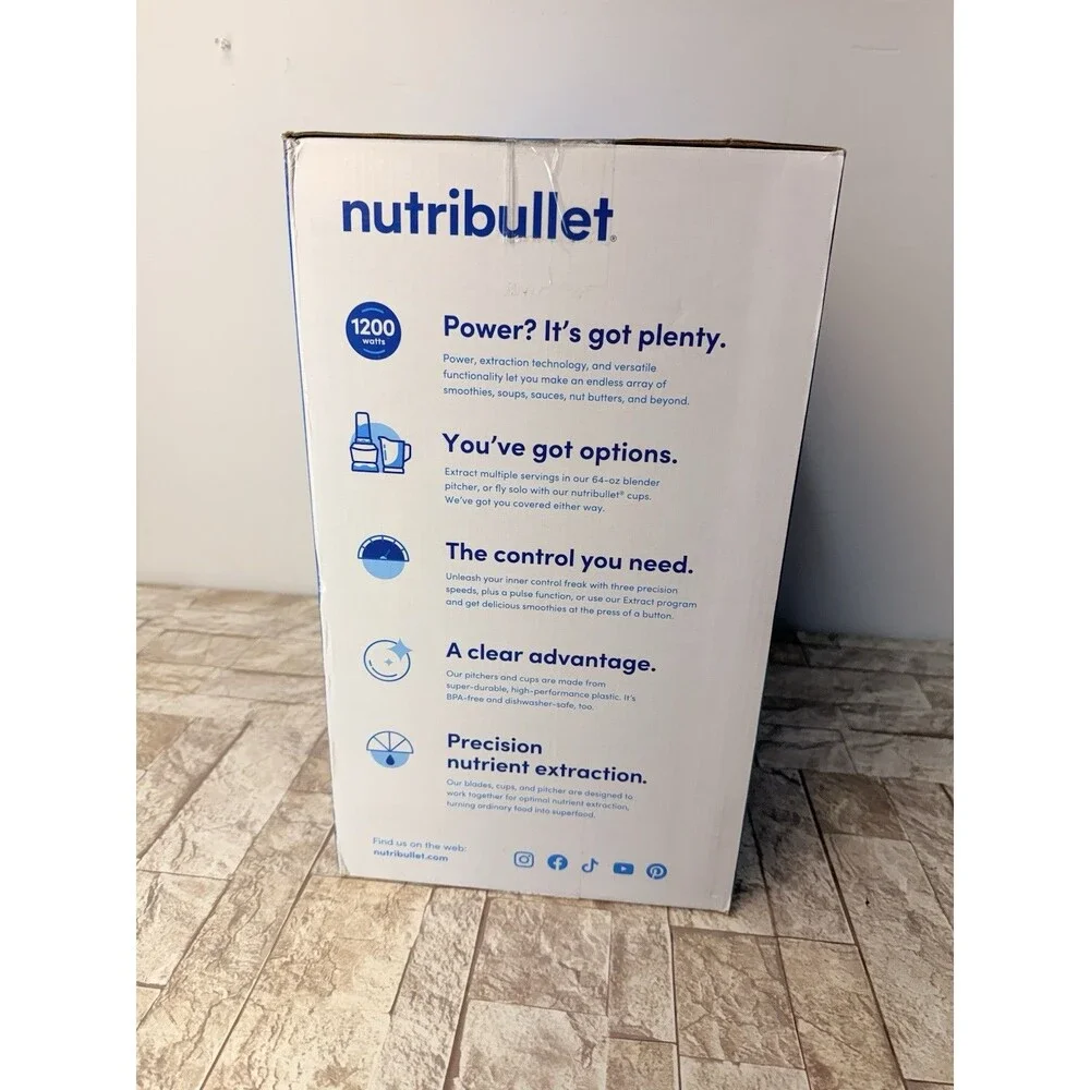 Nutribullet Full-Size Blender Combo, Single-Serve & Large Capacity, 1200W